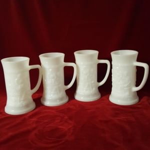 Vintage Federal FEG9 Milk Glass Tavern Mugs